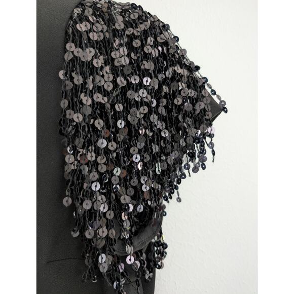 Kate Spade Black Sequin Fringe Swing Dress - Size 6 Knee Length - Picture 7 of 10